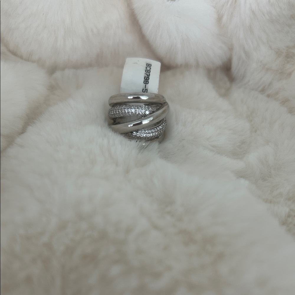 JTV Silver Twisted Band Ring size 5